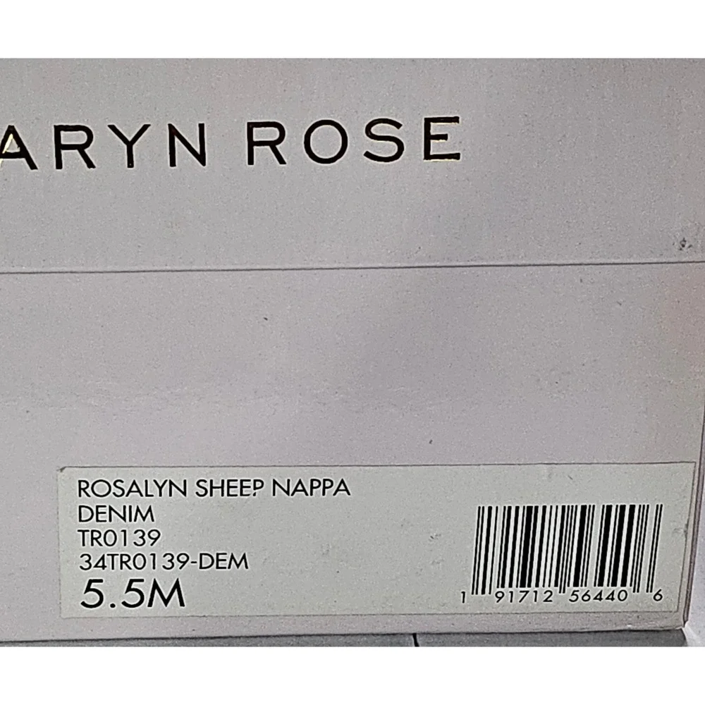 Taryn‎ Rose Rosalyn Blue Sheep Nappa Leather Rose Square Toe Ballet Flats 5.5M
